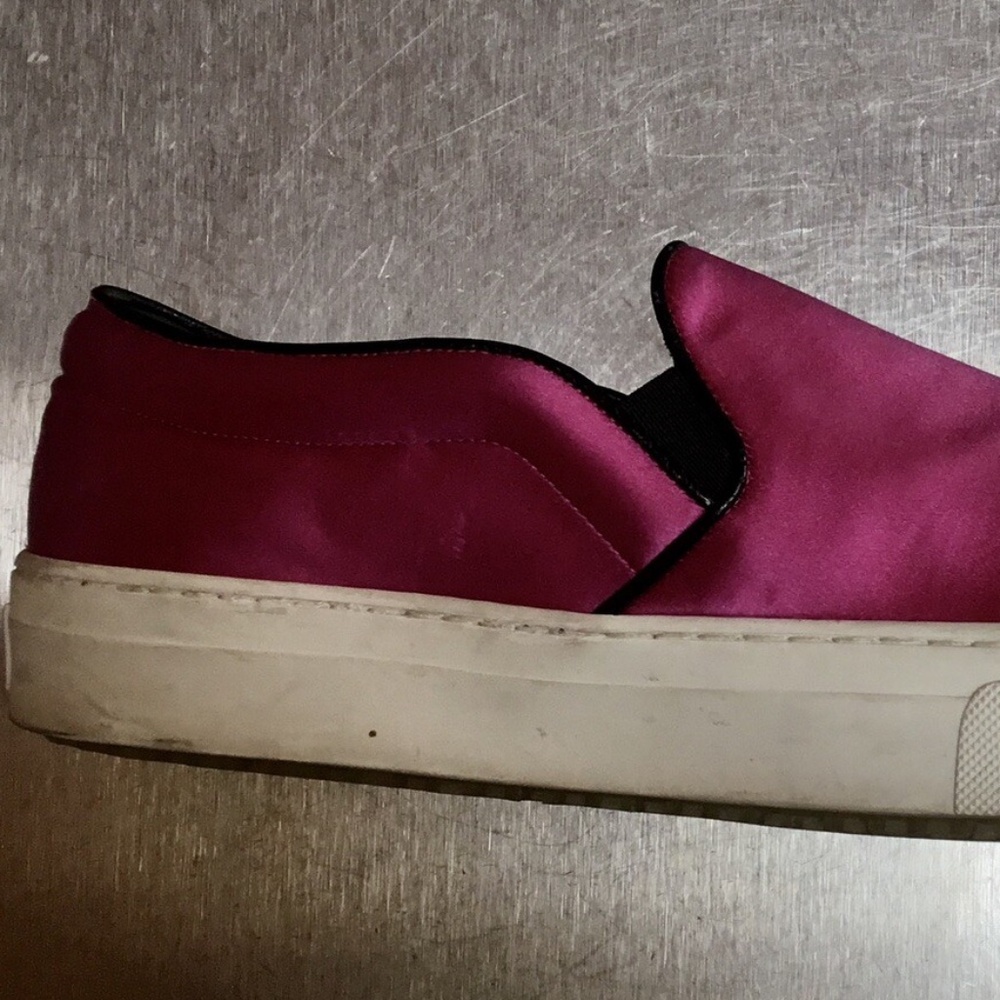 CELINE Fuchsia Pink Duchess Satin SLIP-ON Sneakers - Picture 3 of 7